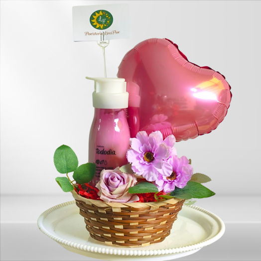 Cesta Corazón Rosa