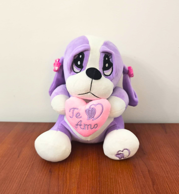 Perrito con corazón y frase “Te Amo”