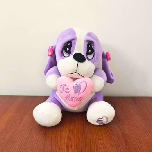 Perrito con corazón y frase “Te Amo”
