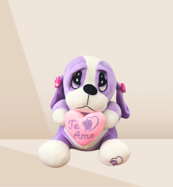 Perrito con corazón y frase “Te Amo”