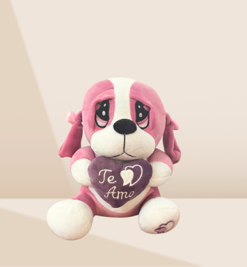 Perrito con corazón y frase “Te Amo”